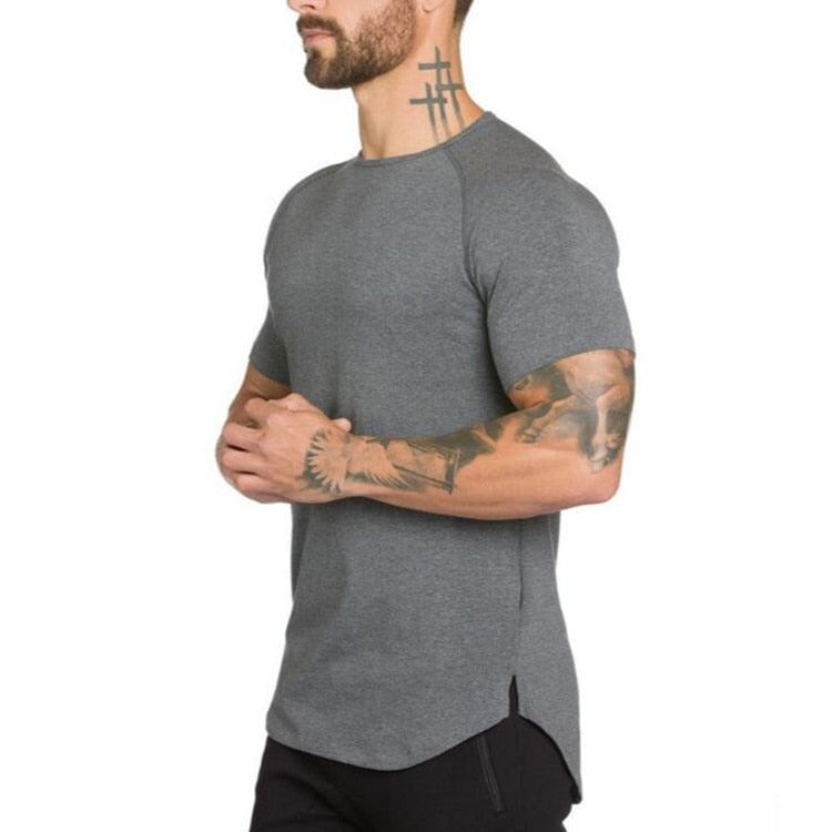 Men's Gym fitness cotton short sleeve tee shirt - blueselections