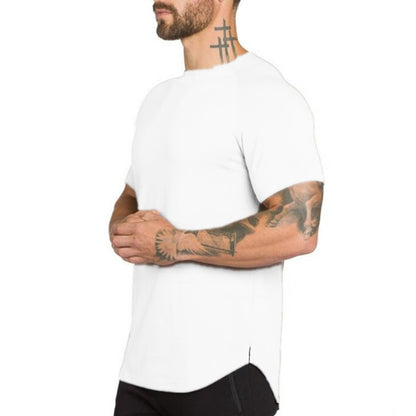 Men's Gym fitness cotton short sleeve tee shirt - blueselections