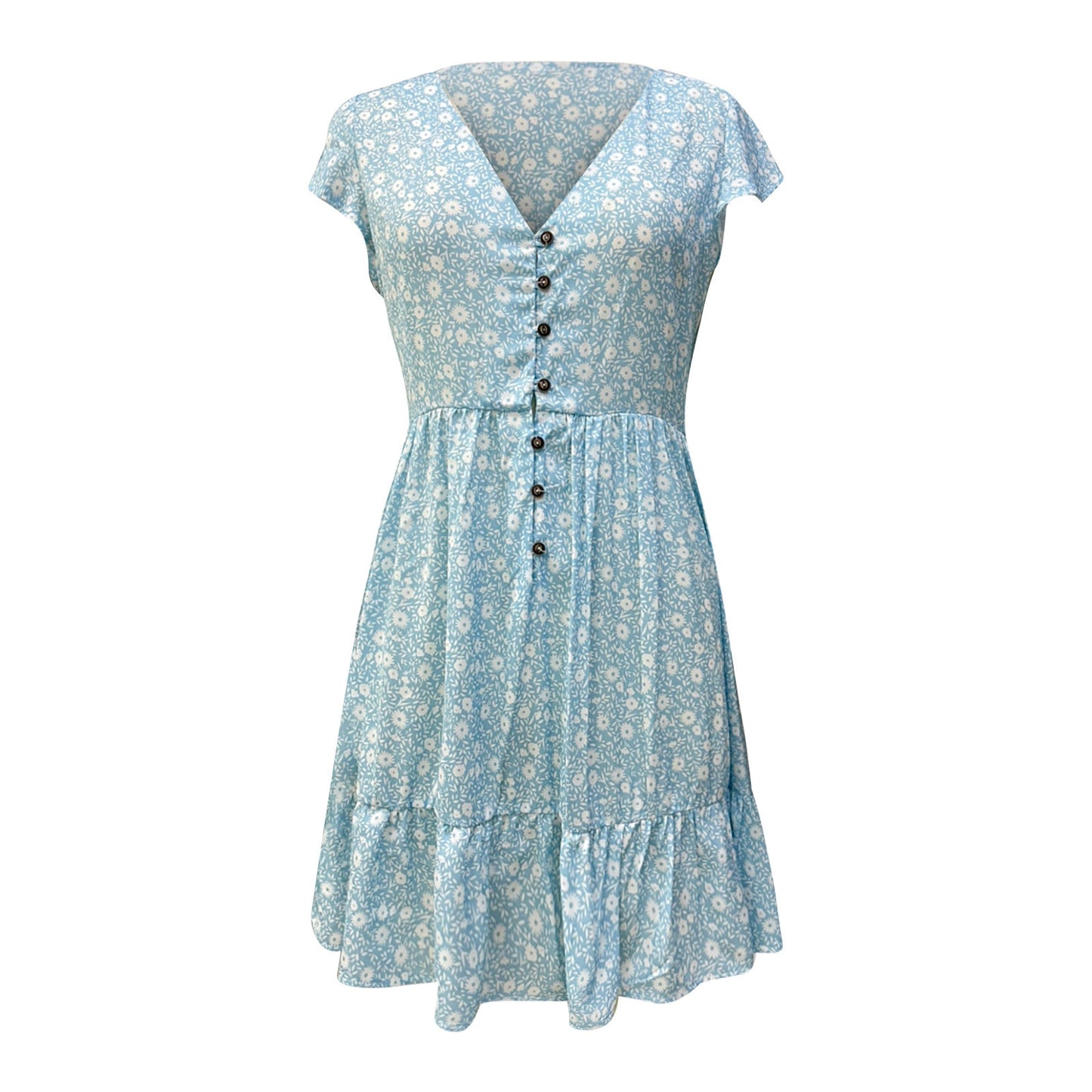 Women's Plus Size V-Neck Floral Summer Dress - blueselections