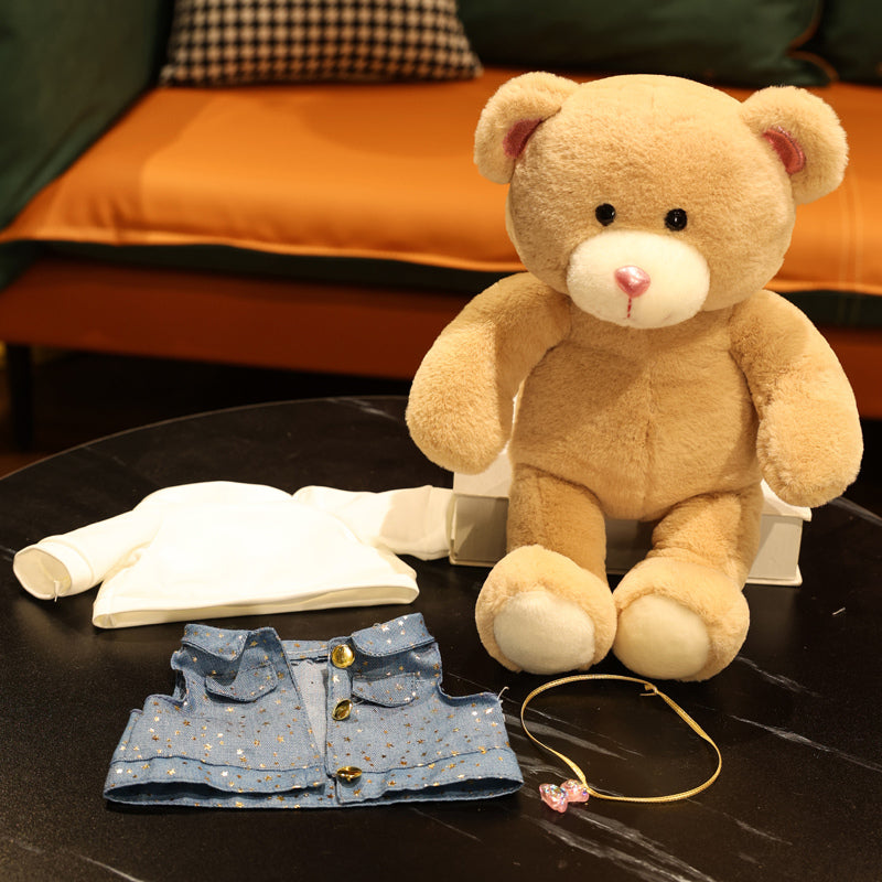 Kawaii Vest Plush Teddy Bear with Clothes - blueselections