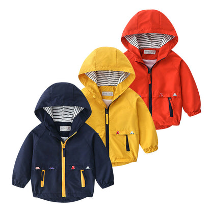 Toddler Hooded Windbreaker With Pocket Children  2-7 - blueselections