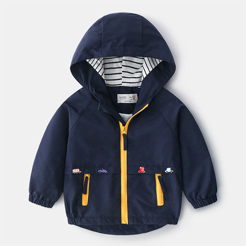 Toddler Hooded Windbreaker With Pocket Children  2-7 - blueselections