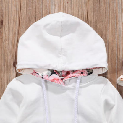 3PCS Toddler Baby Girls Hooded Tops With Floral Pants - blueselections