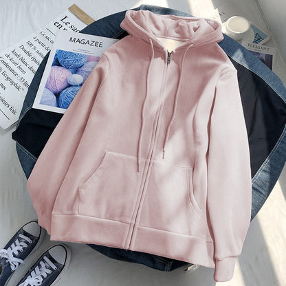Lazy Plush and Thick Zip-up Autumn And Winter Fashion Women's Hoodie Sweatshirt. - blueselections